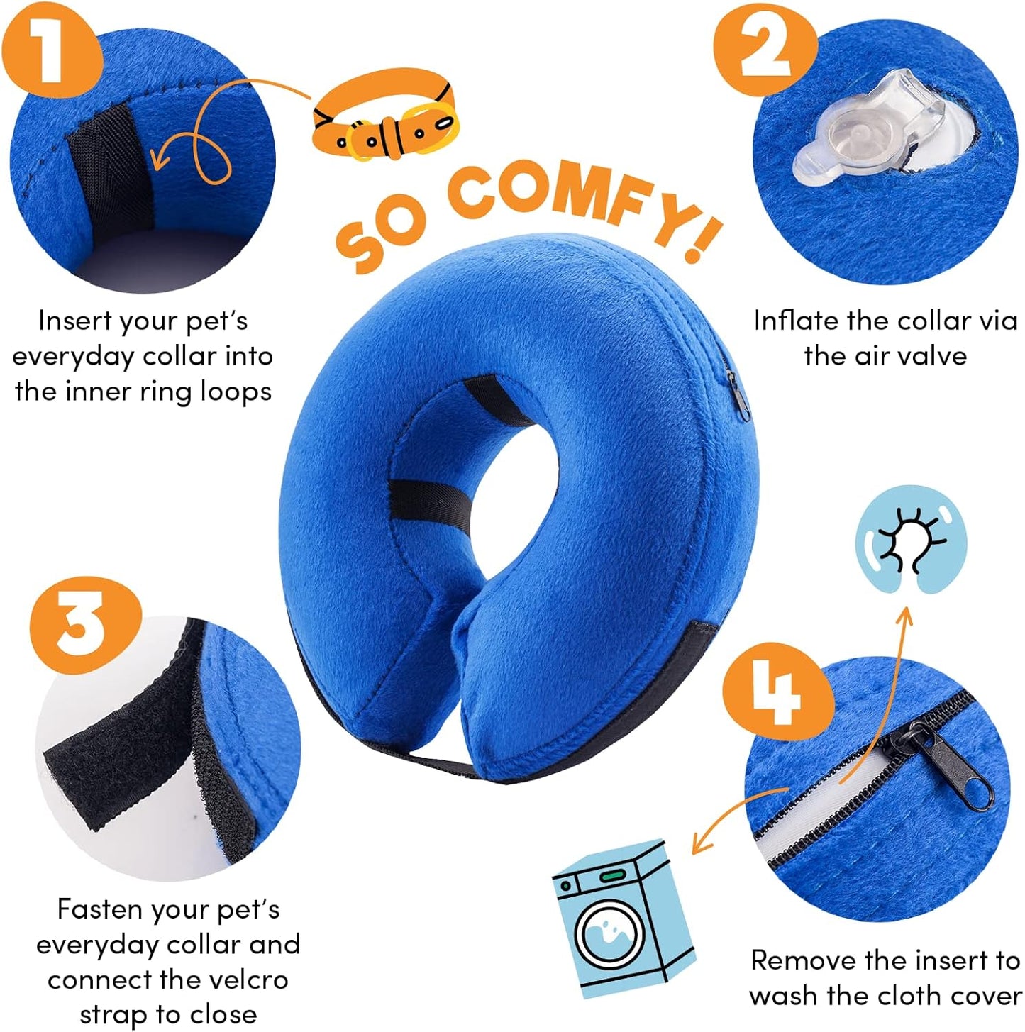 Soft Inflatable Recovery Collar for Pets